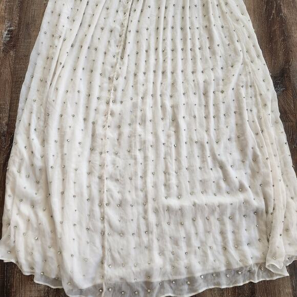 Retrofete Zadie Embellished Silk Chiffon Dress Sleeveless White Large NWT Maxi - Picture 10 of 14